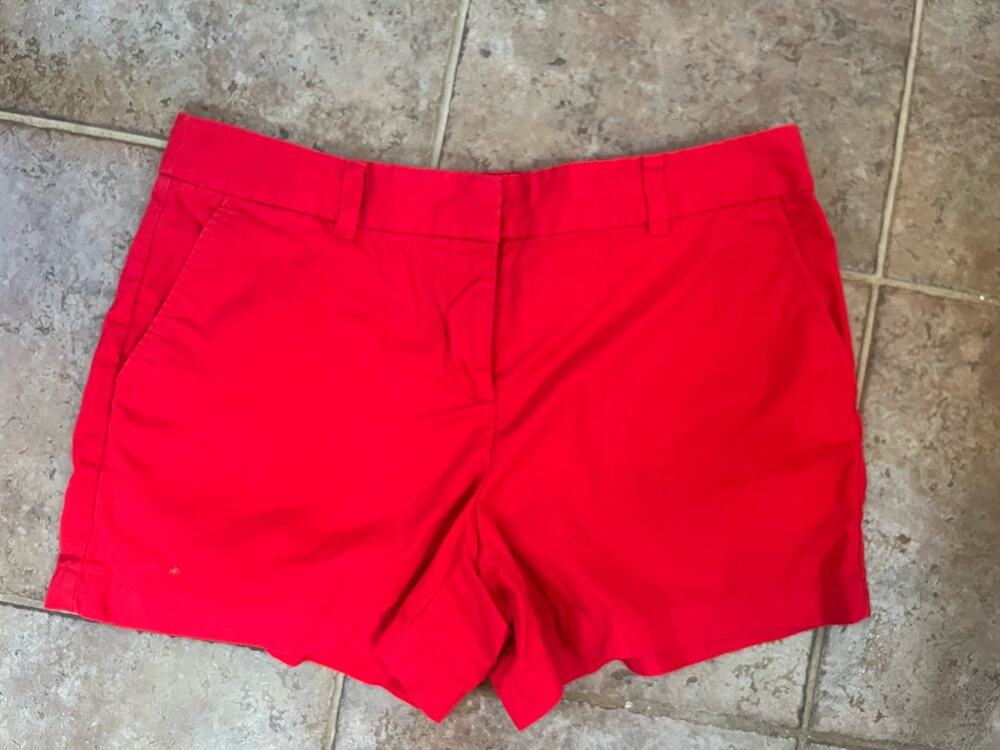 Ann Taylor Loft 8 Bright Red Original Chino Shorts 4" Flat Front Mid-Rise Cotton